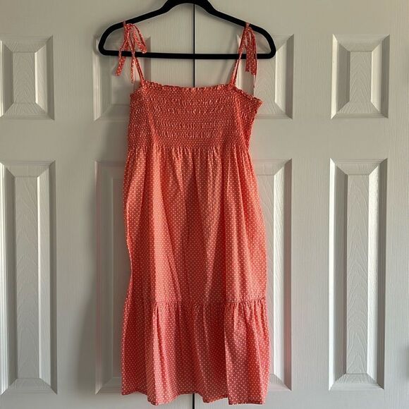 J. Crew Factory Women’s Orange with White Polka Dots Sundress - Picture 1 of 5